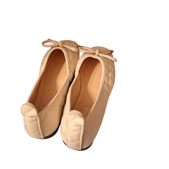 Korean BALLET  Quilted Square Toed Flats w/ Bows Size 240 (1.5) or Ladies 6 - Picture 3 of 5